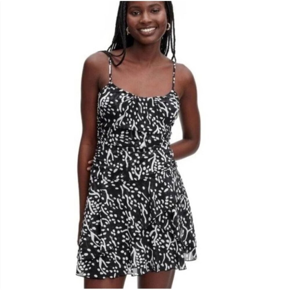 Diane Von Furstenberg by Target Black & White Spaghetti Strap Women's Mini Dress